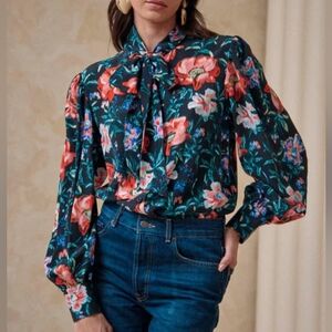 Nwt! Finley Floral Bow Front Blouse. Sz XL